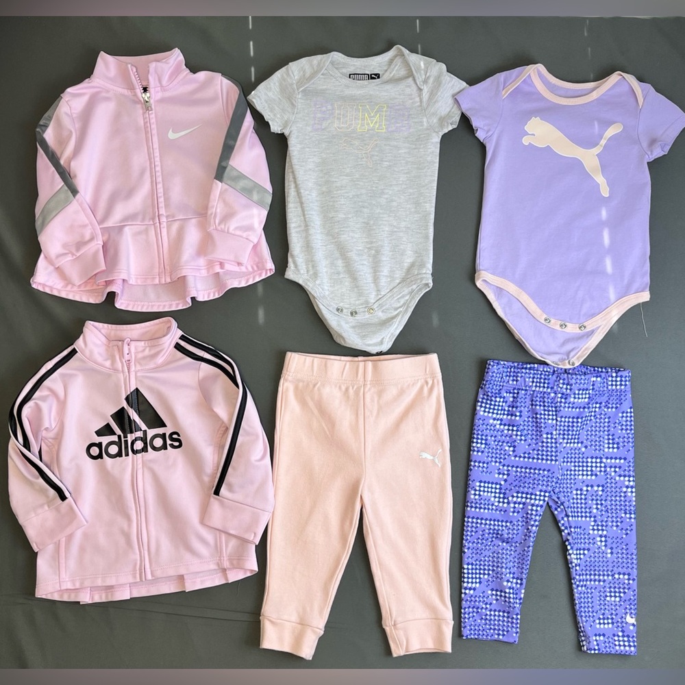 Nike, Puma, Adidas  Baby girls outfit size 6-9, 12 Months - Picture 1 of 16